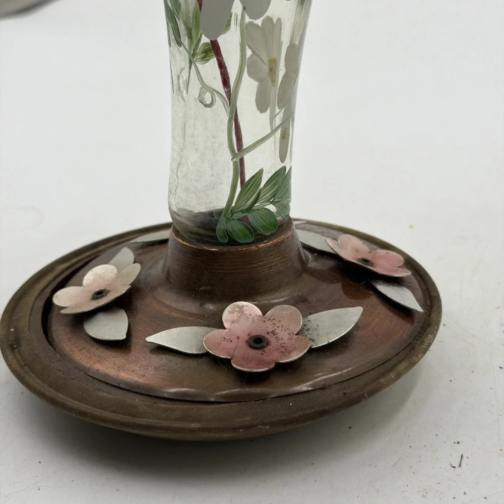 NATIONAL GEOGRAPHIC Outdoor Glass Hand Painted Copper Humming Bird Feeder